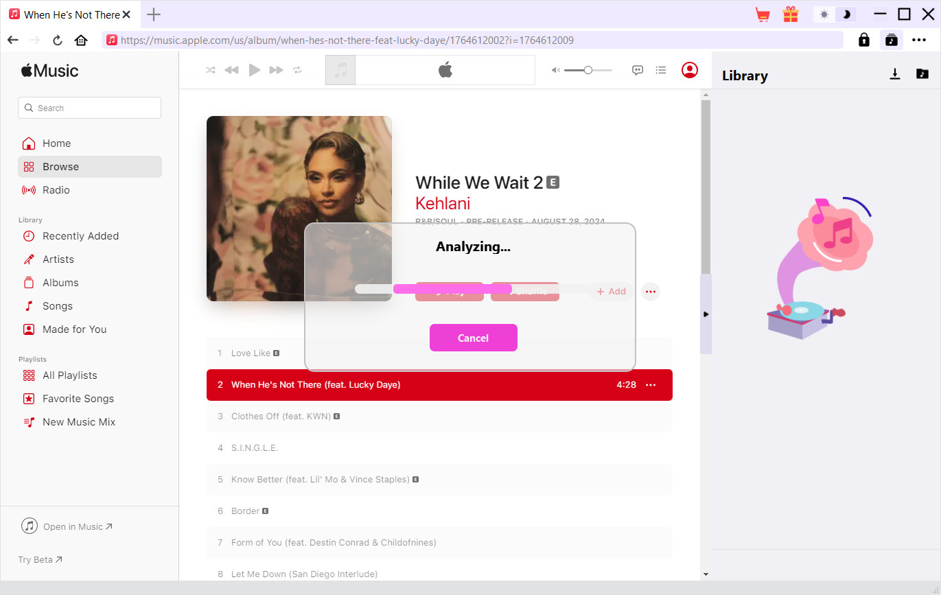 Step 3: Open target music and let SongGet parse it