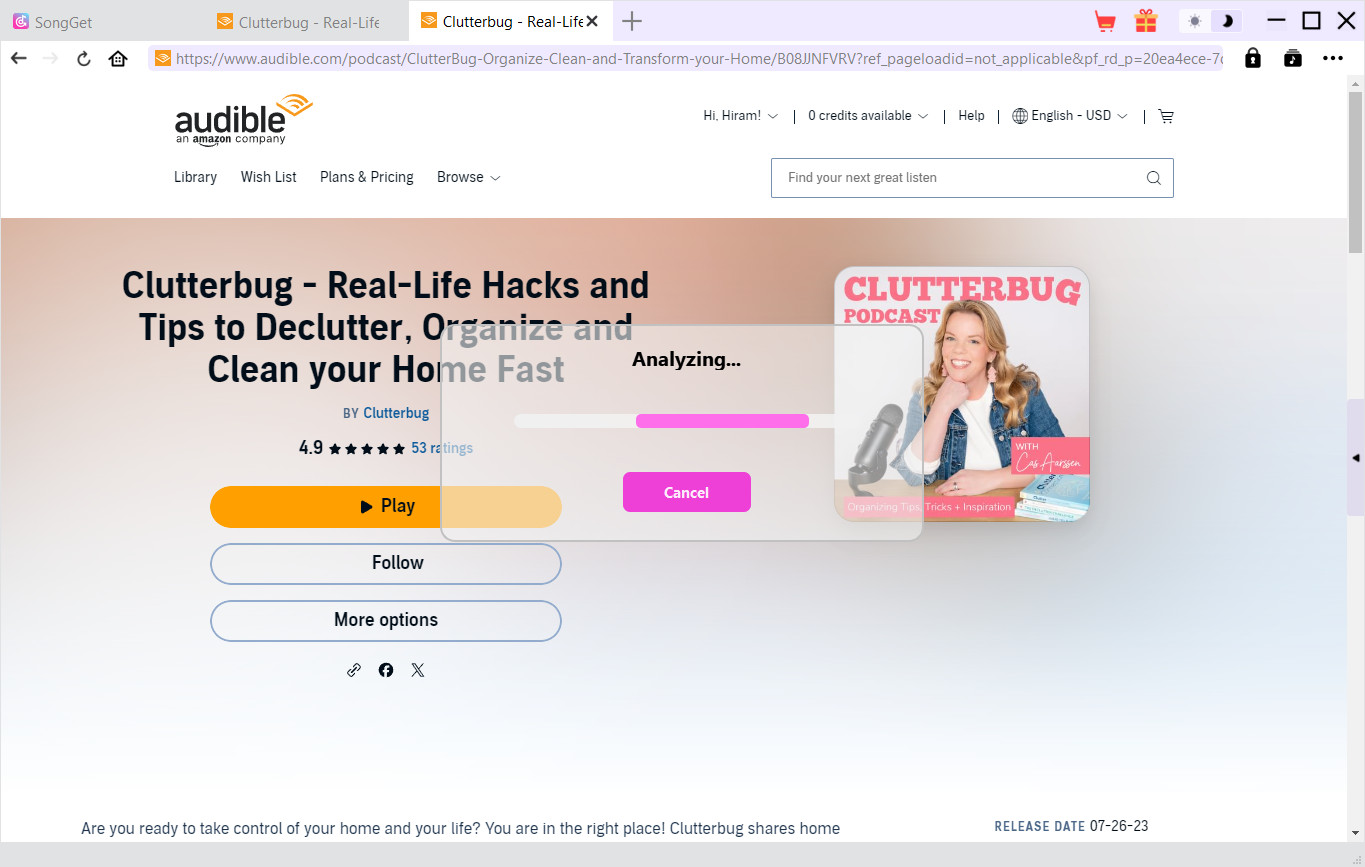 Step 3: Play target audiobook or podcast and parse it