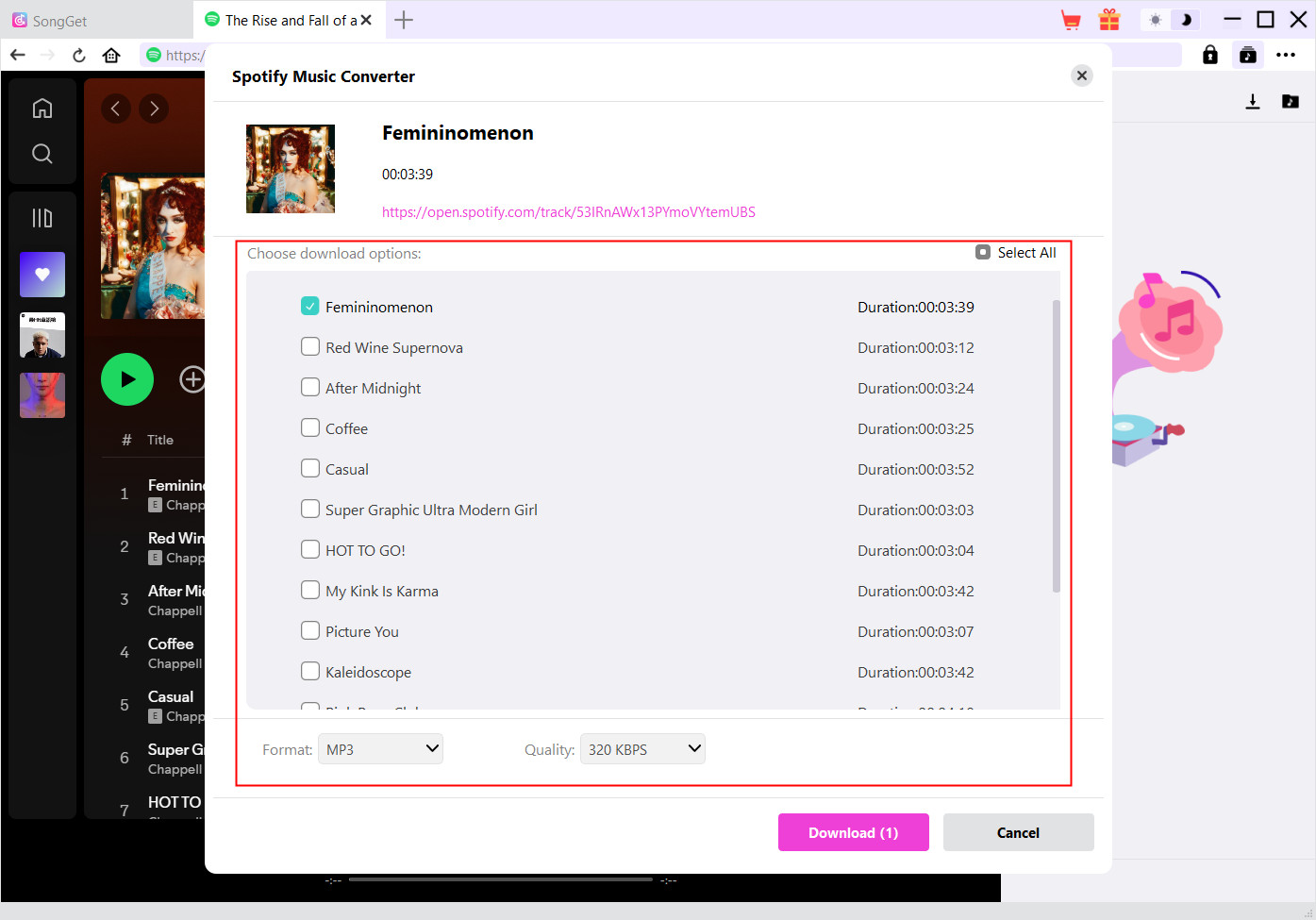 Step 3: Open target playlist and let SongGet parse it