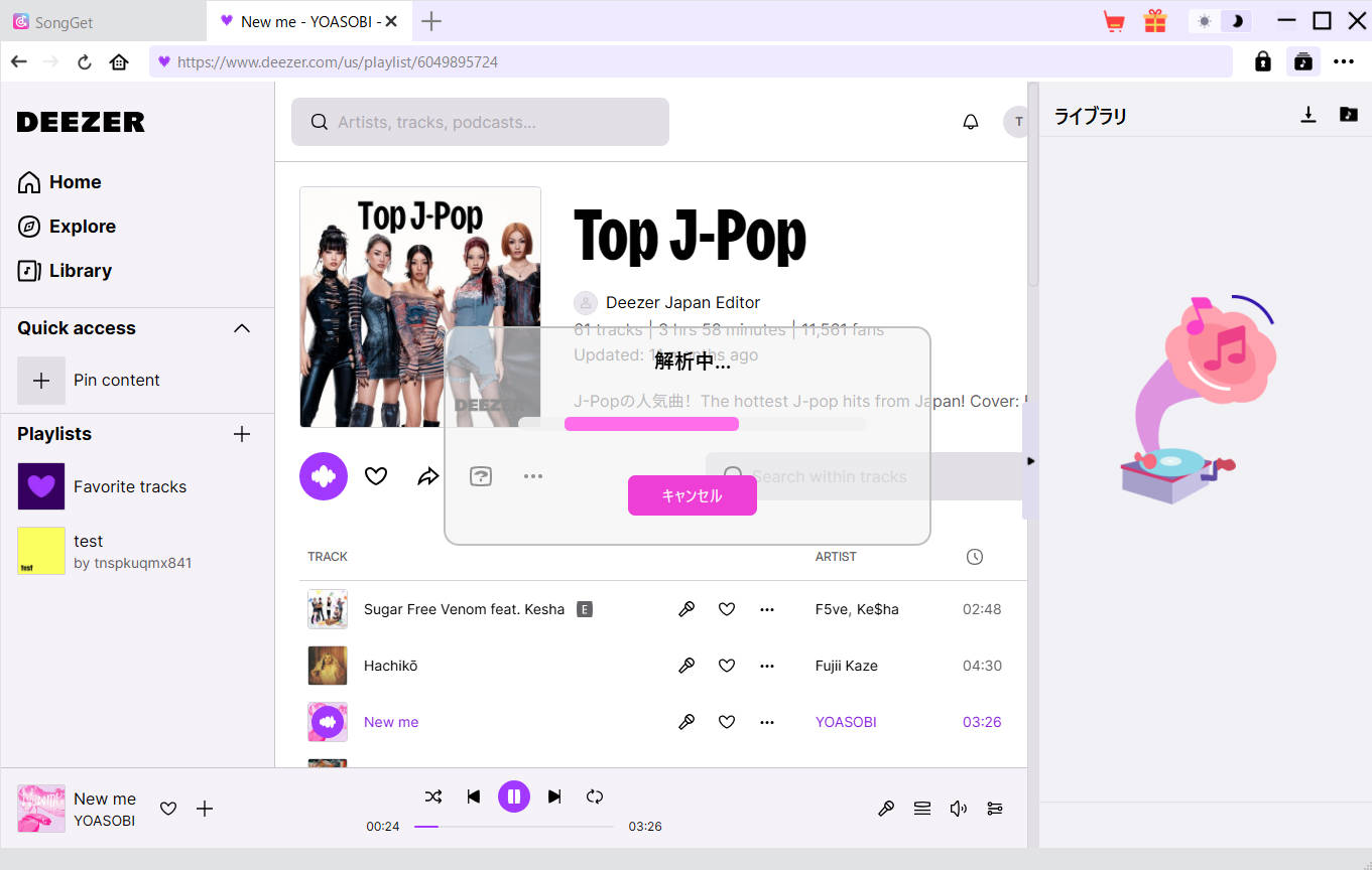 複数の楽曲が選択された状態で変換開始ボタンが表示されている画面