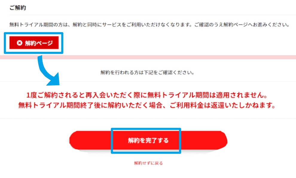 楽天ミュージックの解約ページ
